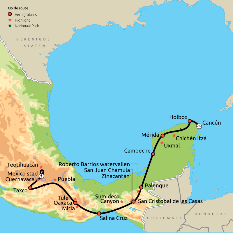 Route Mooiste van Mexico