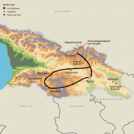 Routekaart Hoogtepunten van Georgië