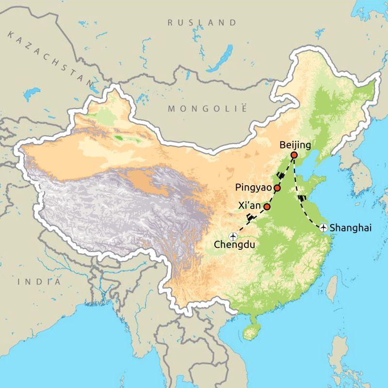Routekaart Relaxt door China